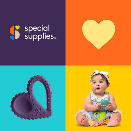 Teether-Heart Spoon 3-Pack - Purple, Orange, Yellow