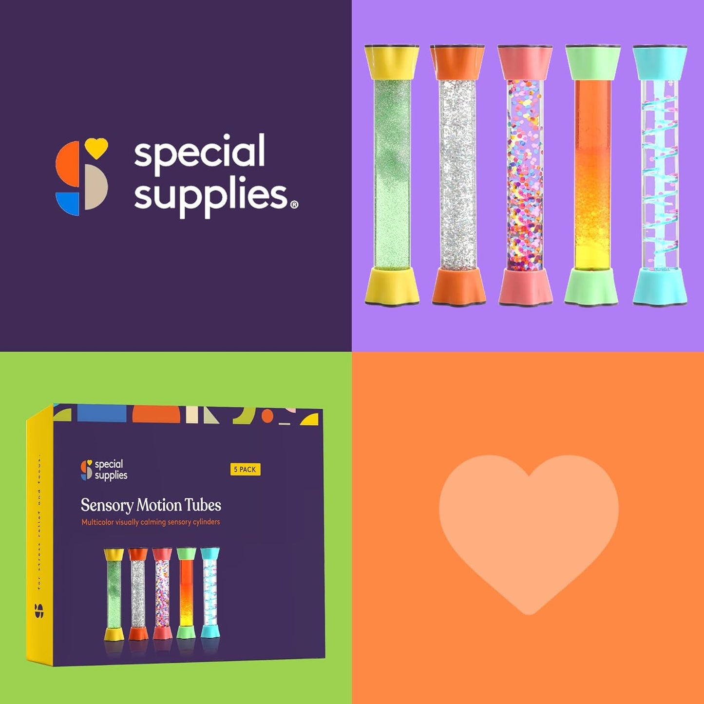 Liquid Motion Bubbler Toy Cool Tubes 5-Pack Colorful Hourglass Timer with Droplet Movement, Bedroom, Sensory Play, Cool Home or School