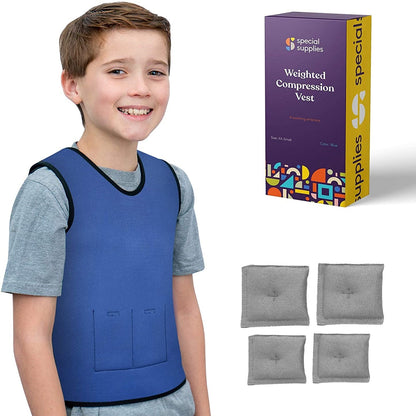 WEIGHTED - Sensory Compression Vest for Kids with Processing Disorders ADHD and Autism Calming and Supportive with Adjustable Weight Fit