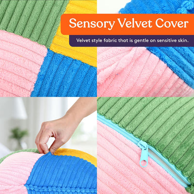 Special Supplies Vibrating Pillow Sensory Pressure Activated Calm for Kids and Adults, 13” Plush Soft Cover with Textured Therapy Stimulation Bumps- 3 Vibration Modes, Music & Voice Recording