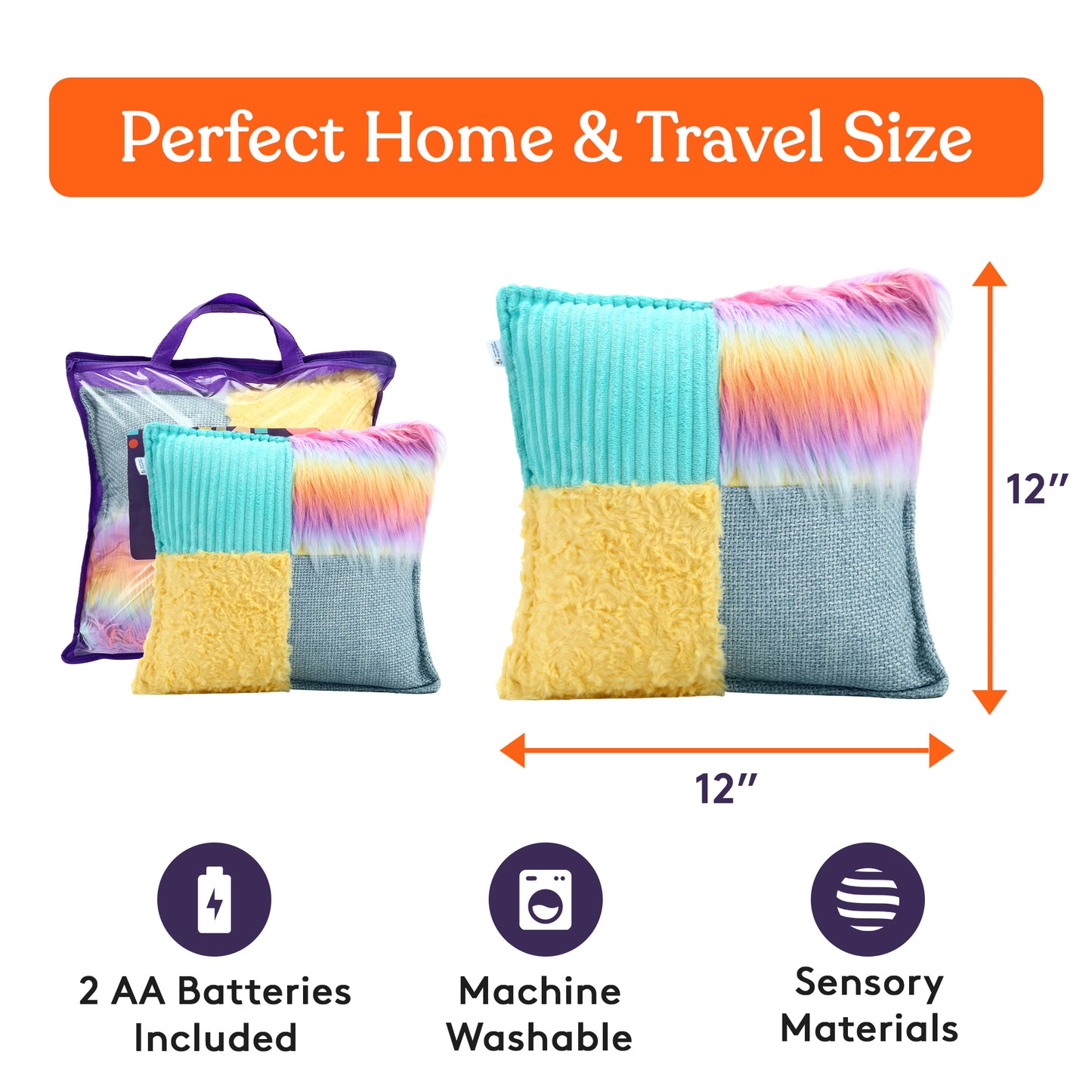 Special Supplies Vibrating Pillow Sensory Pressure Activated Calm for Kids and Adults, 13” Plush Soft Cover with Multi Textured Therapy Stimulation Bumps -3 Vibration Modes, Music & Voice Recording