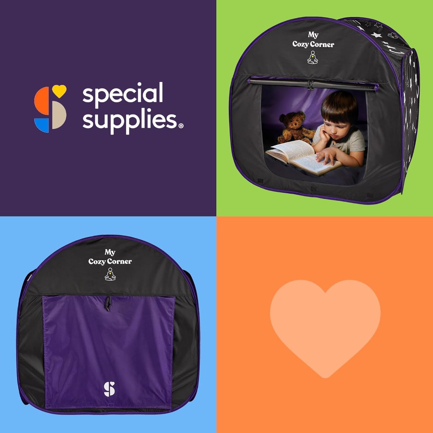 Blackout Sensory Tent for Kids, Pop Up Calming Play Room with Fiber Optic Lamp and Glow-in-The-Dark Fuzzy Blanket