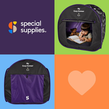 Blackout Sensory Tent for Kids, Pop Up Calming Play Room with Fiber Optic Lamp and Glow-in-The-Dark Fuzzy Blanket