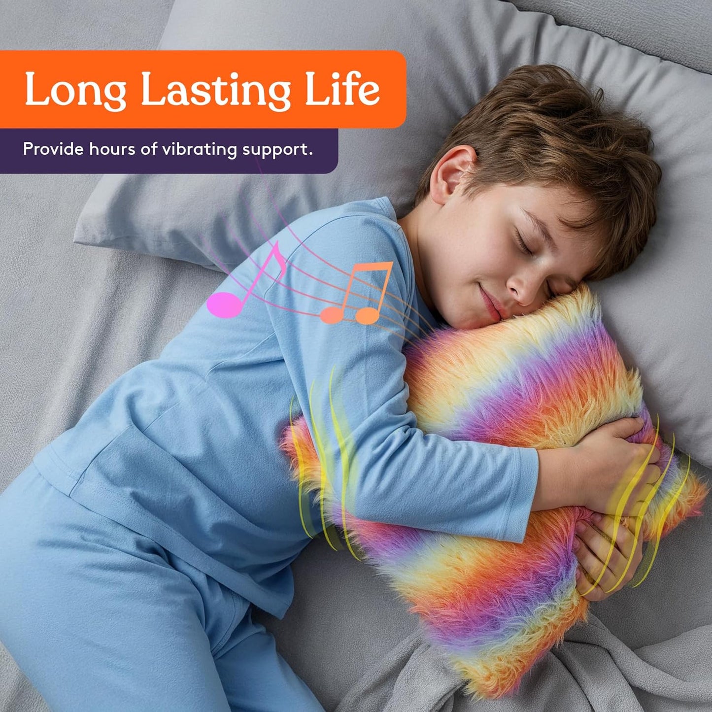 Special Supplies Sensory Vibrating Pillow, Pressure Activated for Kids and Adults, Minky Soft with Colorful Plush Fur, 3 Vibration Modes, Music & Voice Recording
