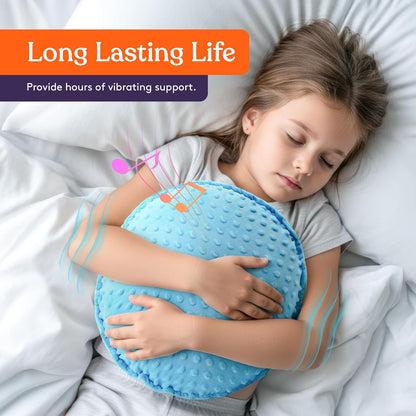 Special Supplies Vibrating Pillow Sensory Pressure Activated Calm for Kids and Adults, 14” Plush Soft Cover- Textured Therapy Stimulation Bumps, 3 Vibration Modes, Music & Voice Recording (Blue-Green)