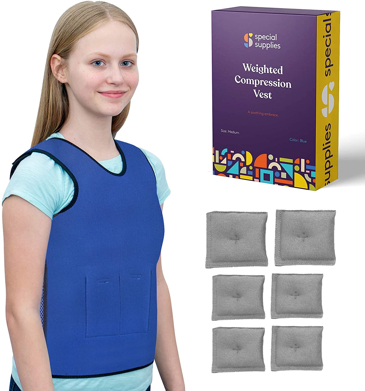 WEIGHTED - Sensory Compression Vest for Kids with Processing Disorders ADHD and Autism Calming and Supportive with Adjustable Weight Fit