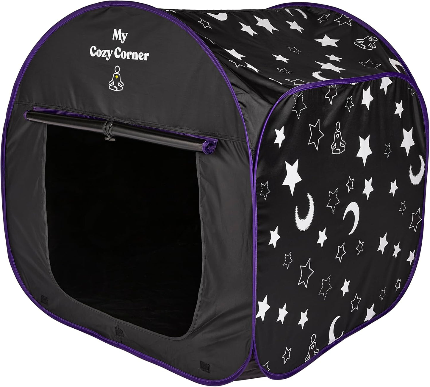 Blackout Sensory Tent for Kids, Pop Up Calming Play Room with Fiber Optic Lamp and Glow-in-The-Dark Fuzzy Blanket