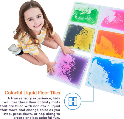 Square Floor Liquid Tiles for Kids, Set of 9