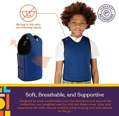 WEIGHTED - Sensory Compression Vest for Kids with Processing Disorders ADHD and Autism Calming and Supportive with Adjustable Weight Fit