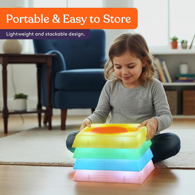Special Supplies Liquid Gel LED Stepping Stones for Kids - Light-Up Circle Balance Blocks - Promote Coordination, Balance, Strength for Toddlers & Children - Durable Non-Slip Rubber, Safe Indoor & Outdoor Play - 4 Pack