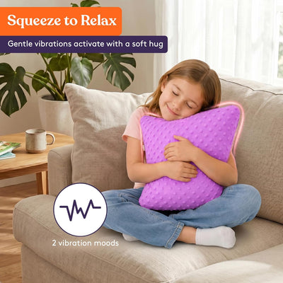 Sensory Vibrating Pillow for Kids and Adults 12" Plush Velvet Soft Cover with Textured Therapy Stimulation  HUG TO ACTIVATE   Purple