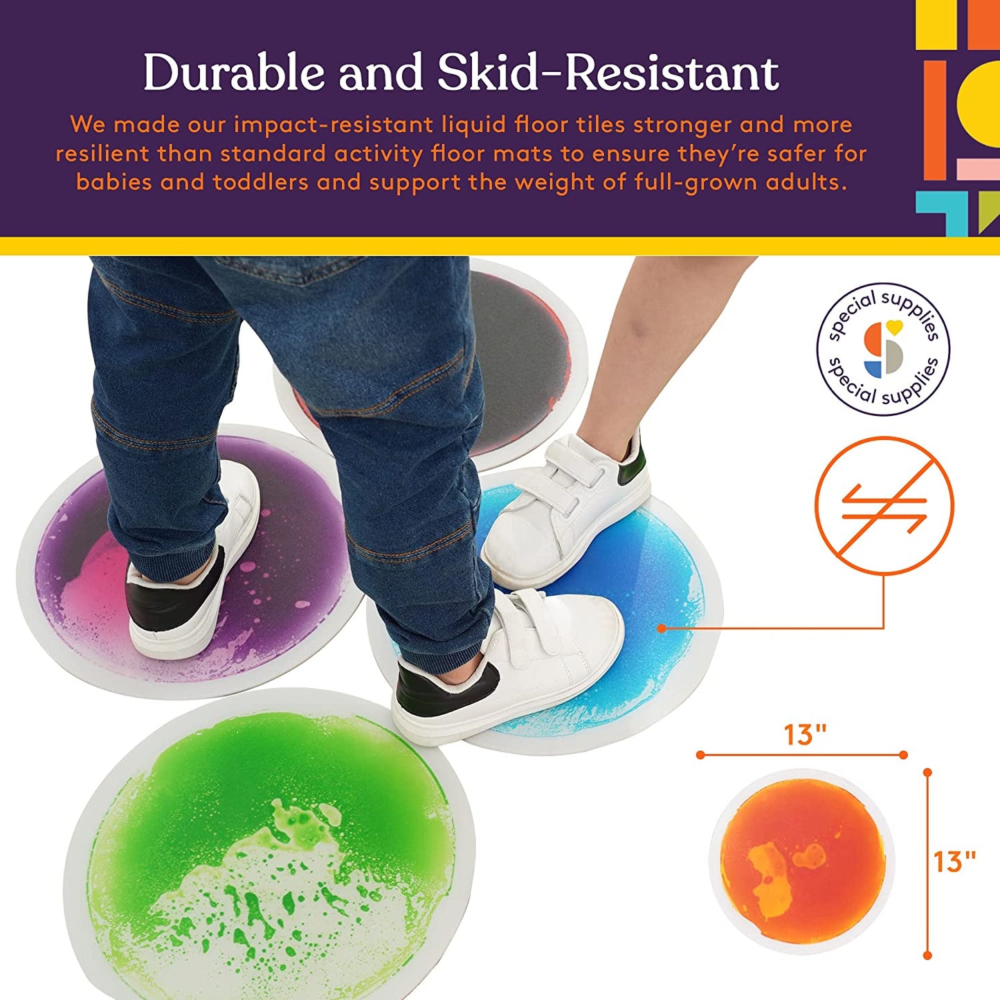 Circle Floor Liquid Tiles for Kids, Set of 9