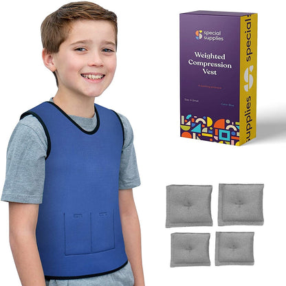 WEIGHTED - Sensory Compression Vest for Kids with Processing Disorders ADHD and Autism Calming and Supportive with Adjustable Weight Fit