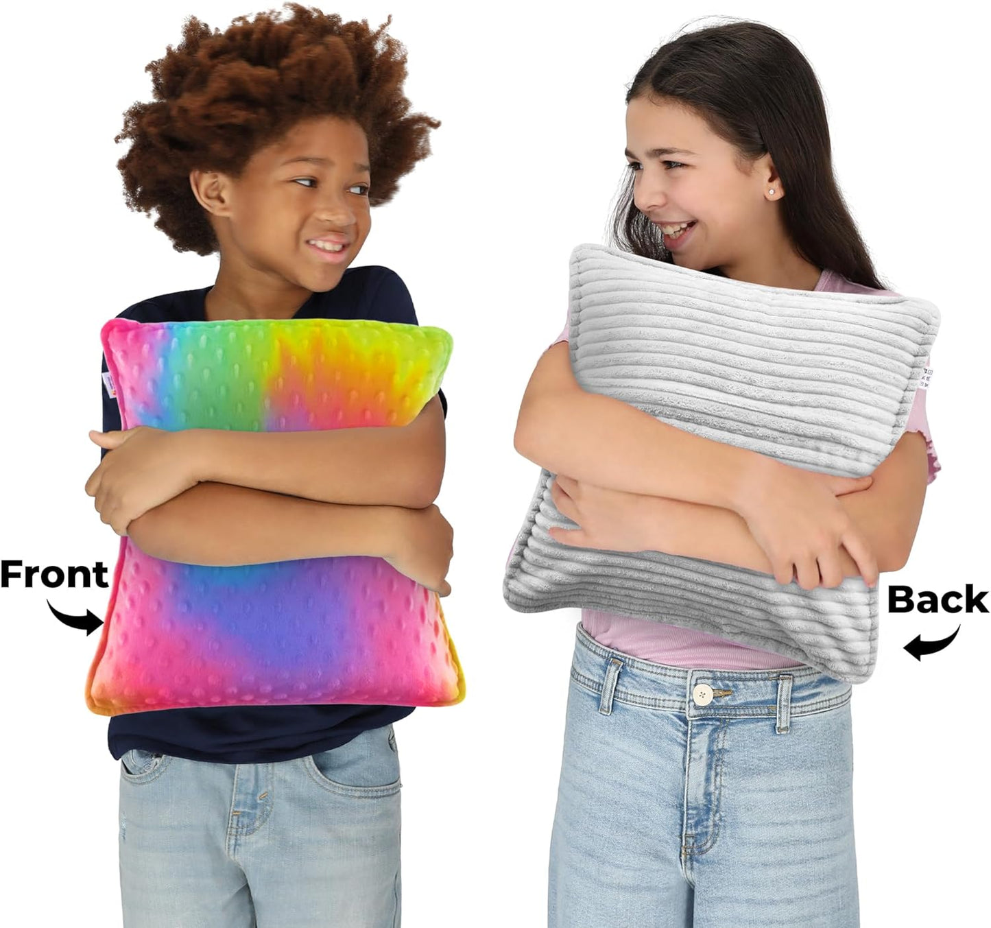 Vibrating Pillow Sensory Pressure Activated for Kids and Adults, 12” x 12” Plush Minky Soft Cover, Colorful