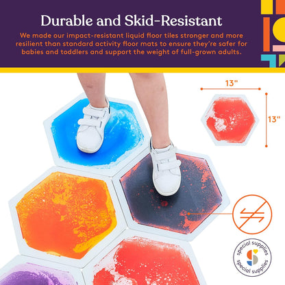 Hexagon Floor Liquid Tiles for Kids, Set of 9