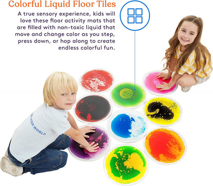 Circle Floor Liquid Tiles for Kids, Set of 9