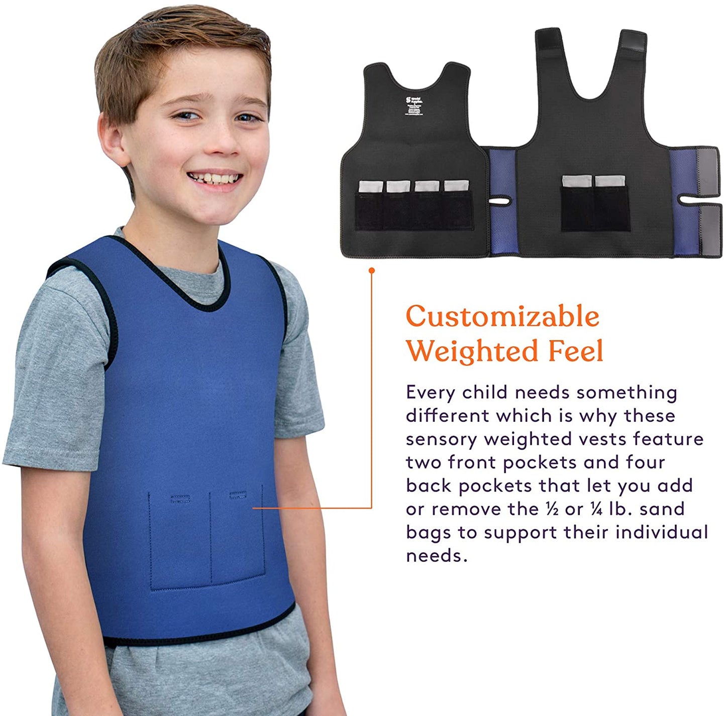 WEIGHTED - Sensory Compression Vest for Kids with Processing Disorders ADHD and Autism Calming and Supportive with Adjustable Weight Fit