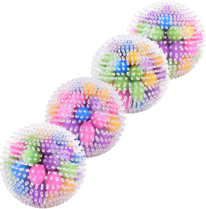 Squishy Spiky Stress Ball (4-Pack) Color Sensory Toy Fun for Kids and Adults