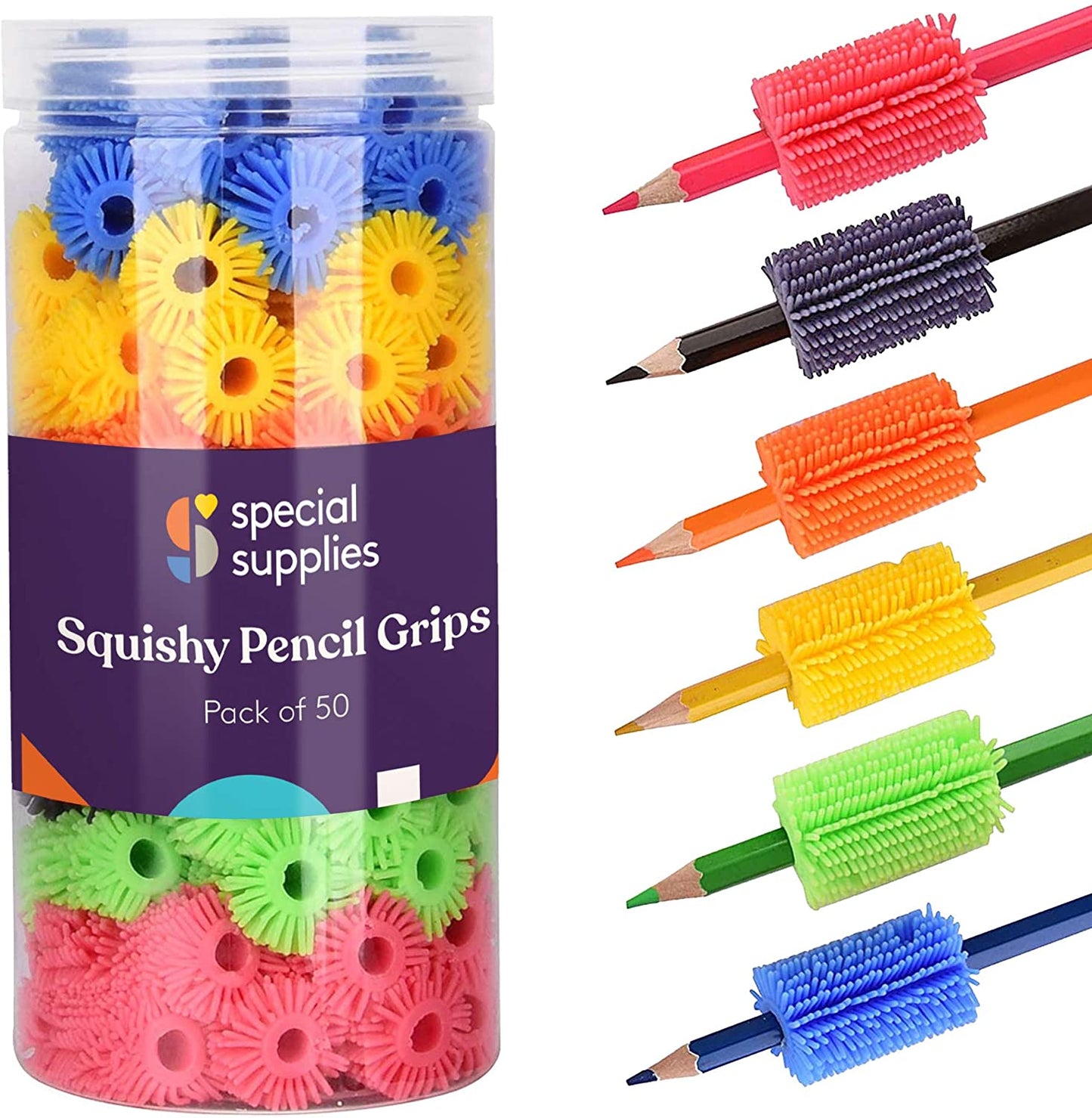 Squishy Pencil Grips for Kids and Adults - Pack of 50