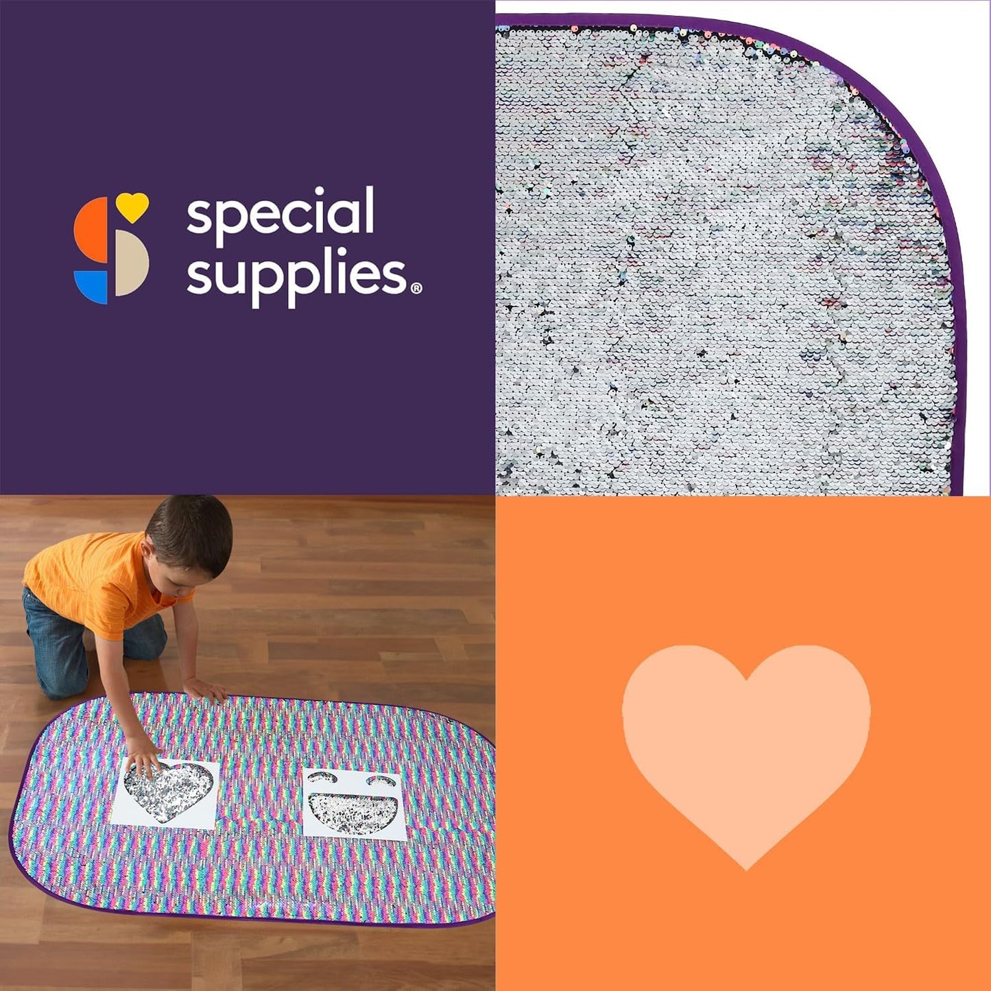 Sequin Fabric Sensory Wall, 39” x 26”, Large Fabric Panel with Colorful Flip Sequined Tactile Stimulation for Kids or Adults, Calming and Stimulating Early Learning Play