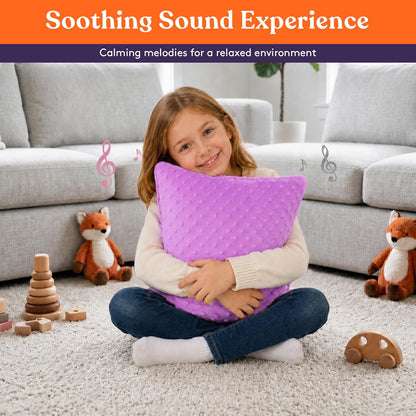 Sensory Vibrating Pillow for Kids and Adults 12" Plush Velvet Soft Cover with Textured Therapy Stimulation  HUG TO ACTIVATE   Purple