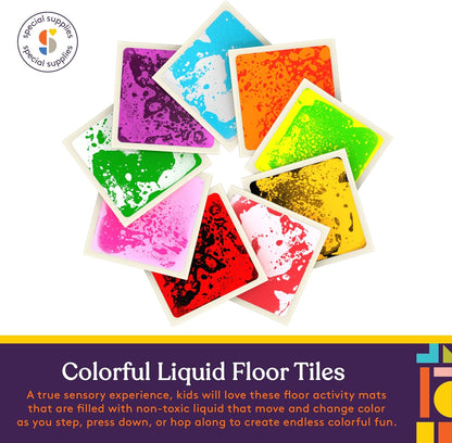 Square Floor Liquid Tiles for Kids, Set of 9