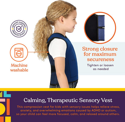 WEIGHTED - Sensory Compression Vest for Kids with Processing Disorders ADHD and Autism Calming and Supportive with Adjustable Weight Fit