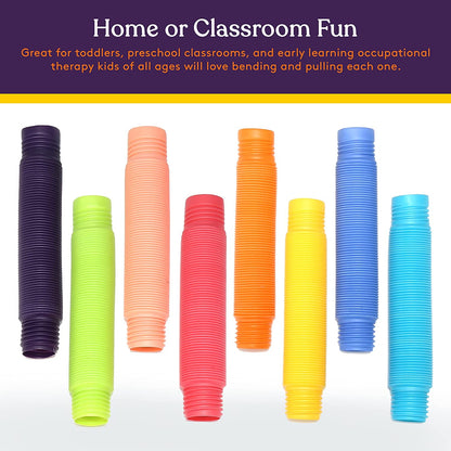 Special Supplies 8-Pack Fun Pull and Stretch Tubes for Kids - Pop, Bend, Build, and Connect Toy, Provide Tactile and Auditory Sensory Play, Colorful, Heavy-Duty Plastic (HUGE)