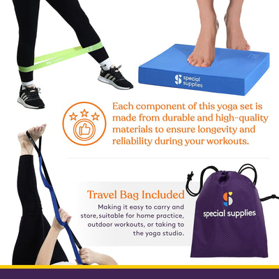 Balance Pad Exercise Kit with Yoga Strap and Resistance Bands