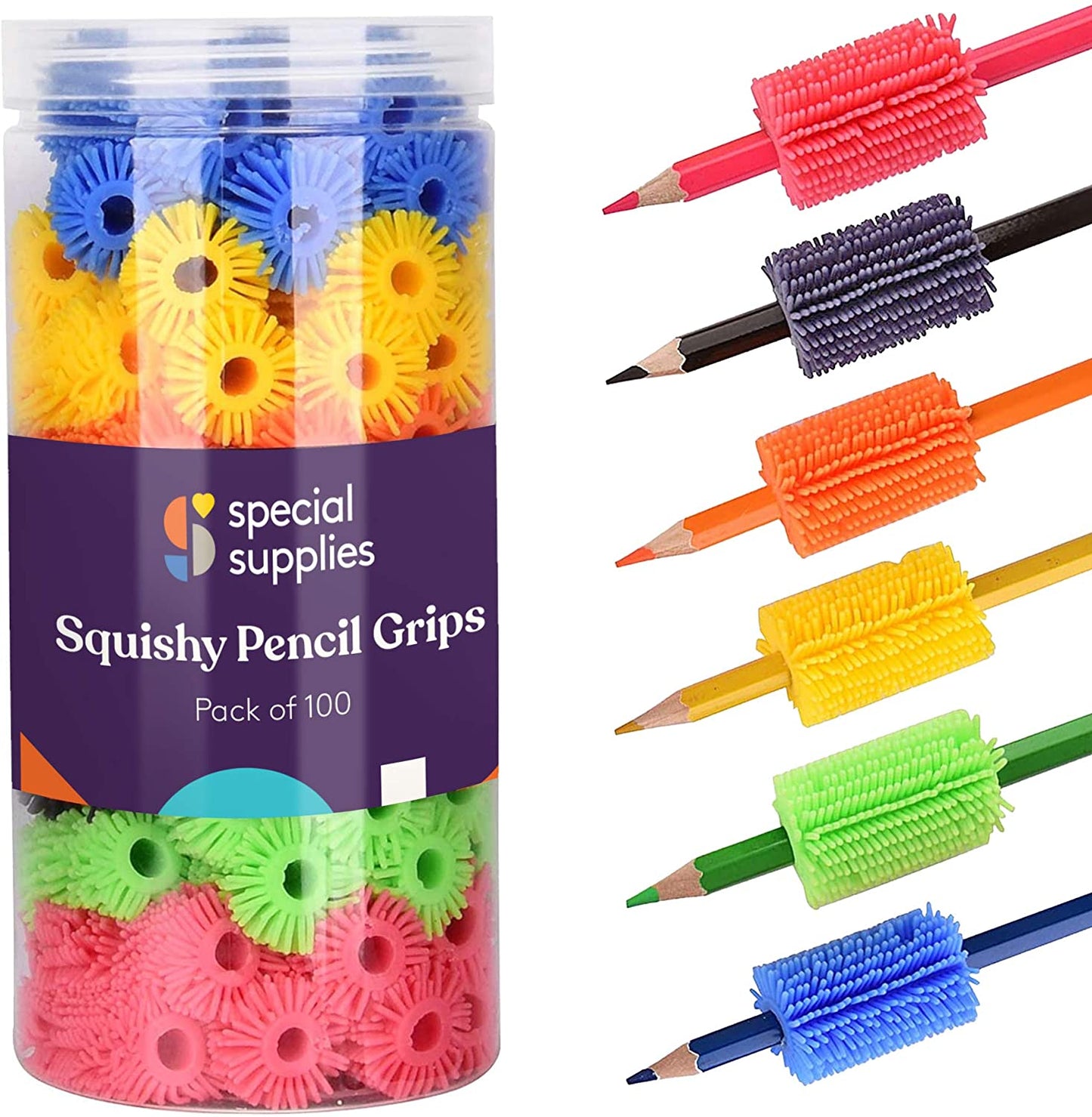 Squishy Pencil Grips for Kids and Adults - Pack of 100