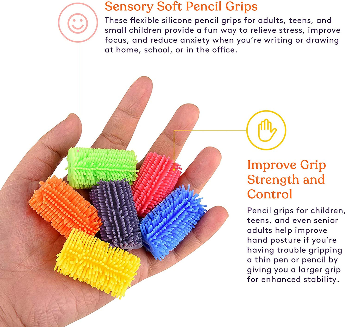 Squishy Pencil Grips for Kids and Adults - Pack of 50