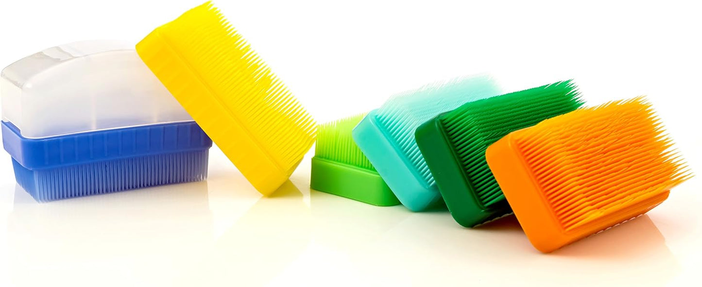 Special Supplies Therapy Brushes Colorful 6-Pack + Removable Handle, Calming Occupational and Sensory Tools with Deep Pressure Massage, Soft Bristles, Stimulates and Calms Kids or Adults, Latex-Free