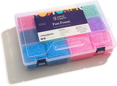FUN FOAM Modeling Foam Beads Play Kit (10 Blocks) - Reusable Container