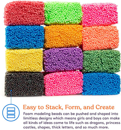 FUN FOAM Modeling Foam Beads Play Kit (10 Blocks) - Reusable Container