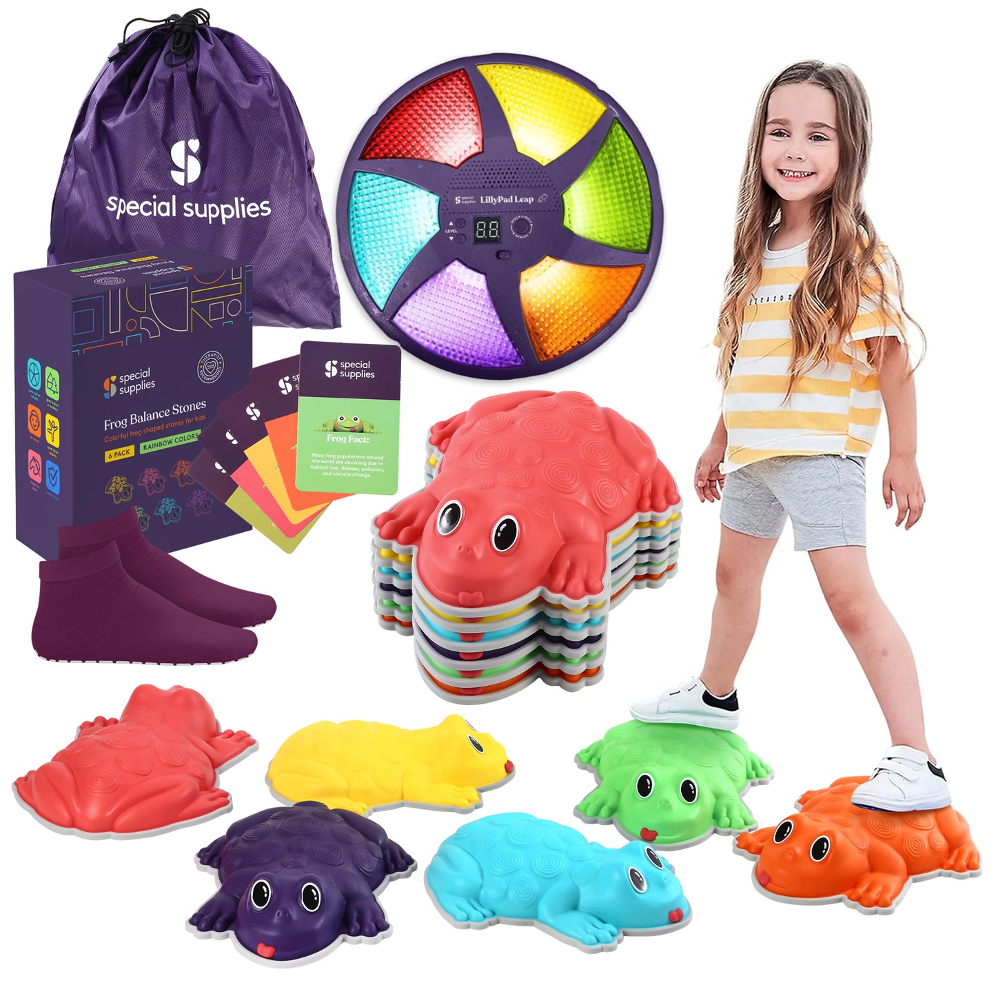 Frog Stepping Stones – Deluxe 6-Piece Set with Bonus Game