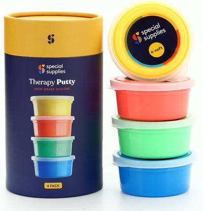 Special Supplies Therapy Putty Gift Set for Kids, Teens and Adults - Resistive Hand Exercise Stress Relief Therapy Putty Kit, Set of 4 Strengths, Three Ounces of Each Putty (Primary Colors)