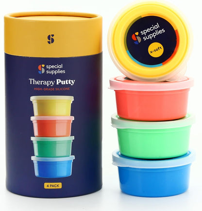 Special Supplies Therapy Putty Gift Set for Kids, Teens and Adults - Resistive Hand Exercise Stress Relief Therapy Putty Kit, Set of 4 Strengths, Three Ounces of Each Putty (Primary Colors)