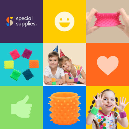 Special Supplies Sensory Fuzzy Band Bracelets for Kids, 6 Pack, Flexible and Stretchy Wearable Sensory Toys, Tactile Silicone Squiggly Touch, Bright and Colorful Wristbands