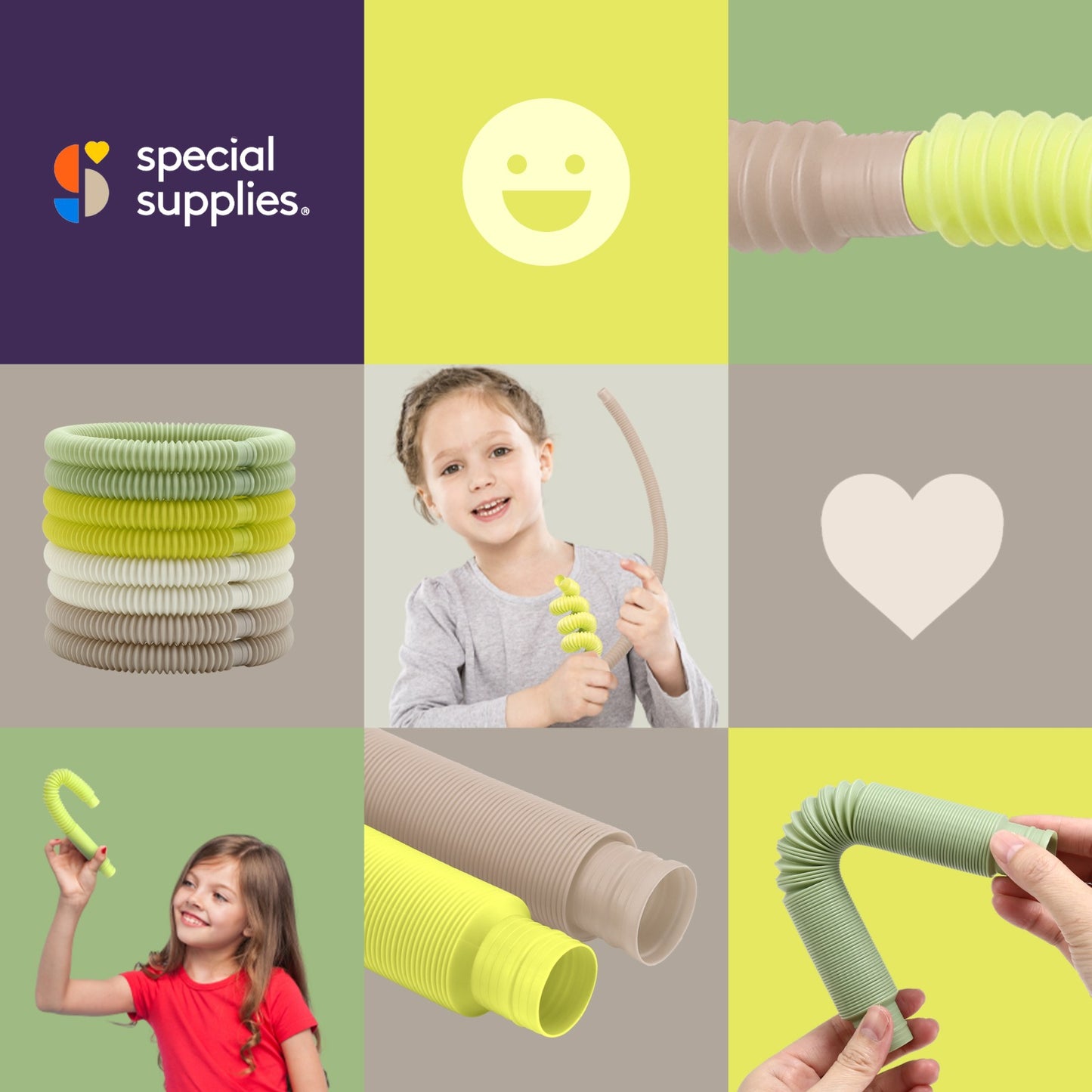 Fun Pull and Pop Tubes for Kids Stretch, Bend, Build, and Connect Toy, Provide Tactile and Auditory Sensory Play, Colorful, Heavy-Duty Plastic by Special Supplies: 8-Pack