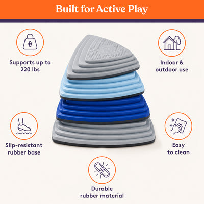 Special Supplies 10 Stepping Stones for Kids Indoor and Outdoor Balance Blocks Promote Coordination, Balance Strength Child Safe Rubber, Non-Slip Edging