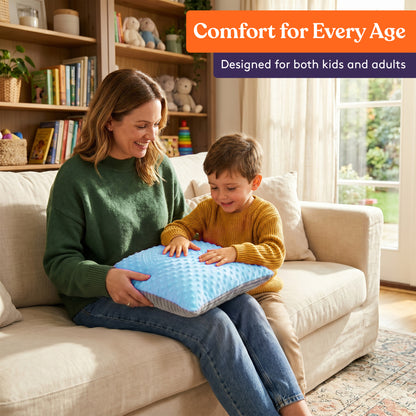 Sensory Vibrating Pillow – Pressure-Activated Calming Support for Kids & Adults, 12” Plush with Textured Bumps, 3 Vibration Modes, Music & Voice Recording (Blue)