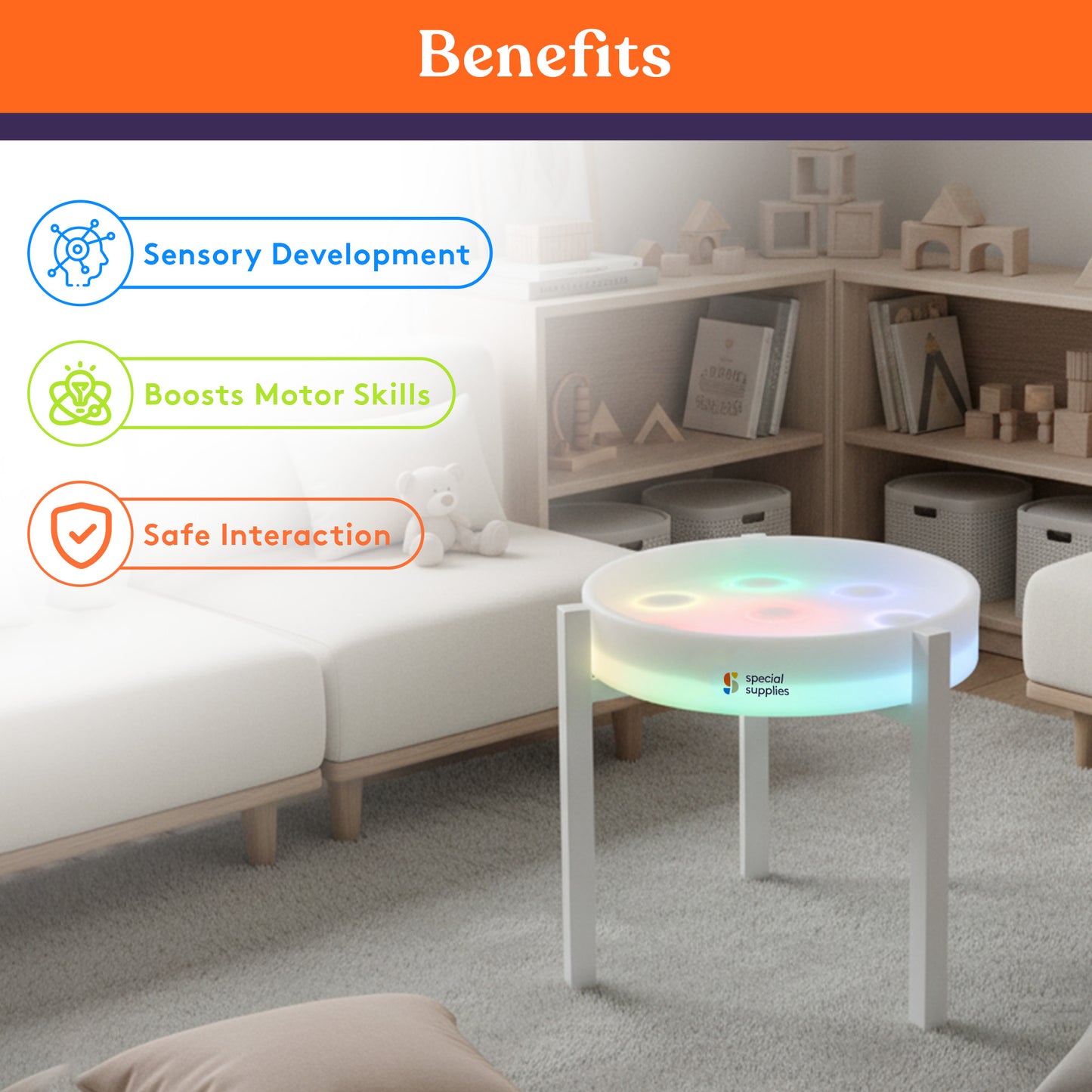 Special Supplies LED Light‑Up Table Set – Color Changing Glow Furniture, Mood Lighting, RGB LED Table for Sensory Play, Home and School