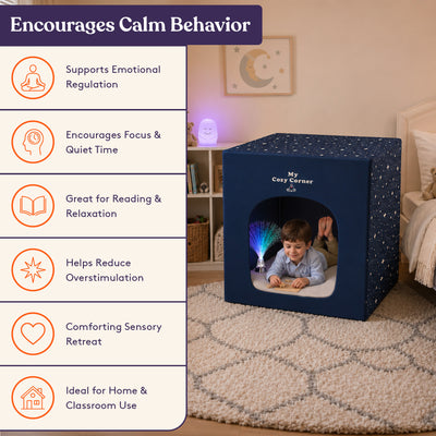 Special Supplies Blackout Sensory Tent for Kids, Calming Play Room with Fiber Optic Lamp and Glow-in-The-Dark Fuzzy Blanket