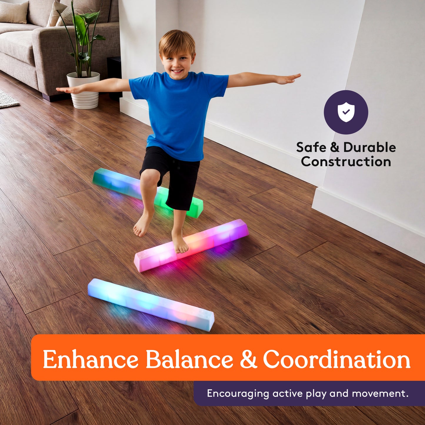 Special Supplies LED Stepping Stones for Kids – Light-Up Balance Blocks – Promote Coordination, Balance, Strength for Toddlers & Children – Durable Non-Slip Rubber, Safe Indoor & Outdoor Play