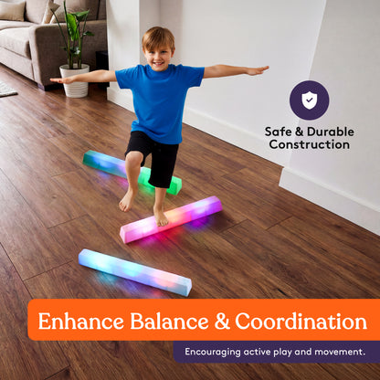 Special Supplies LED Stepping Stones for Kids – Light-Up Balance Blocks – Promote Coordination, Balance, Strength for Toddlers & Children – Durable Non-Slip Rubber, Safe Indoor & Outdoor Play