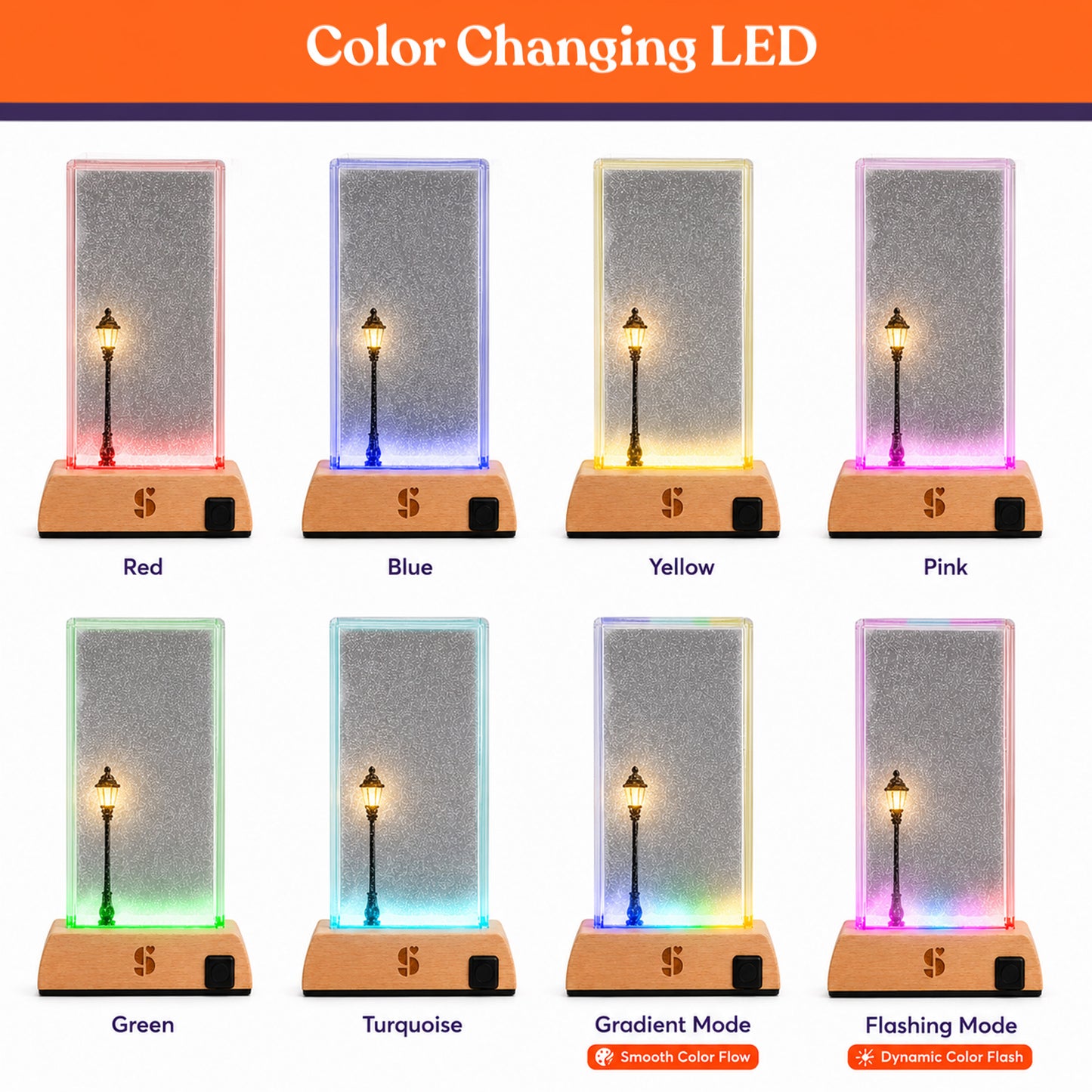 Special Supplies Soft Snowfall Glow Lamp with 3 Color LED Modes, Sensory Night Light with Floating Snow Effect, Acrylic Mood Lamp with Wooden Base for Bedroom Desk Office Relaxation Decor- EU Style
