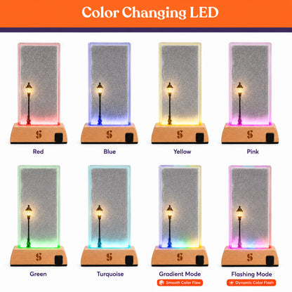 Special Supplies Soft Snowfall Glow Lamp with 3 Color LED Modes, Sensory Night Light with Floating Snow Effect, Acrylic Mood Lamp with Wooden Base for Bedroom Desk Office Relaxation Decor- EU Style