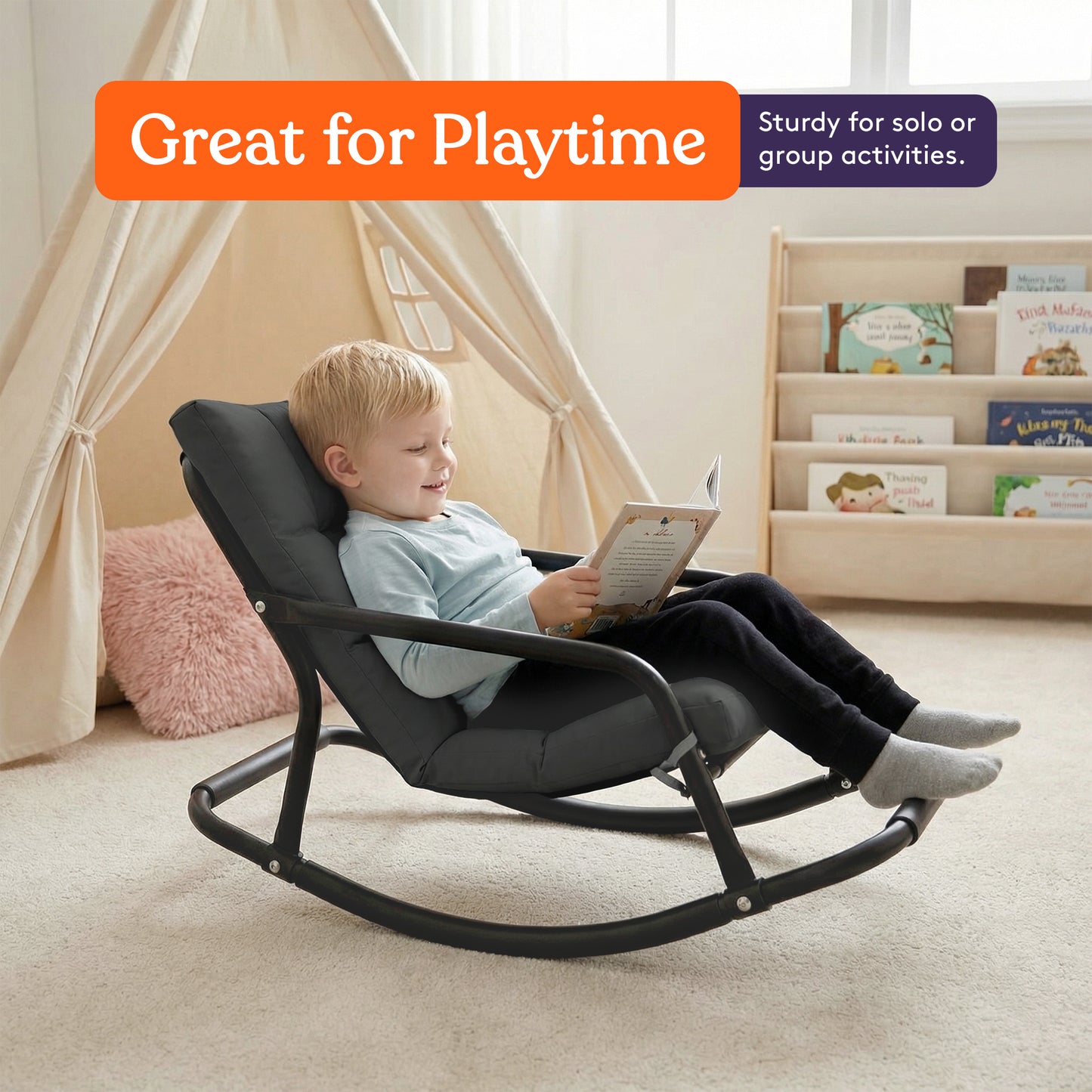 Special Supplies Sensory Rocking Chair for Kids - Comfortable Kids Rocker- Versatile Floor Chair with Soft Fabric and Stability for Playroom, Bedroom, or Nursery (Ages 3+)