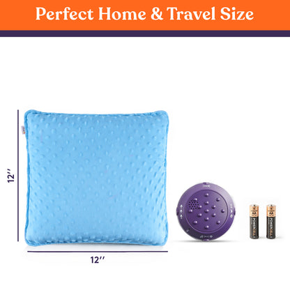 Sensory Vibrating Pillow – Pressure-Activated Calming Support for Kids & Adults, 12” Plush with Textured Bumps, 3 Vibration Modes, Music & Voice Recording (Blue)