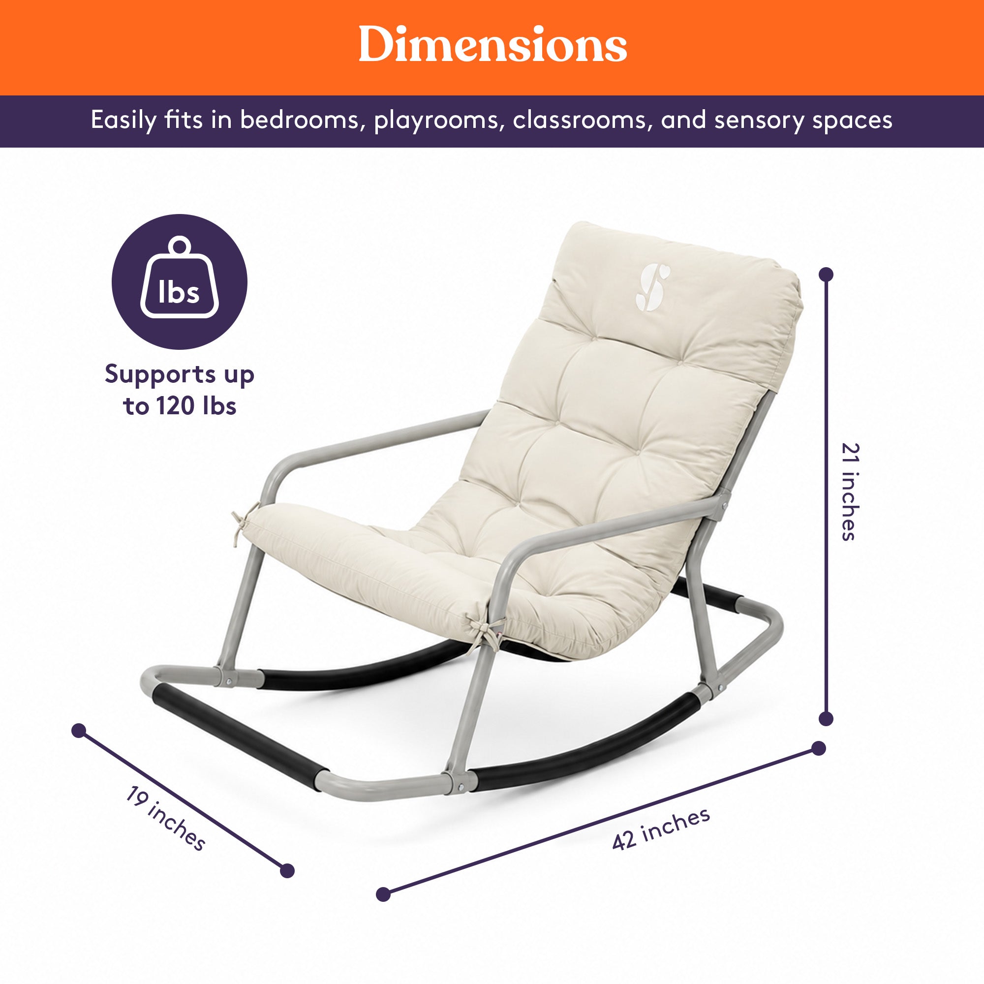 Special Supplies Sensory Rocking Chair for Preteens - Comfortable Preteen Rocker- Versatile Floor Chair with Soft Fabric and Stability for Playroom, Bedroom Ages 8-12